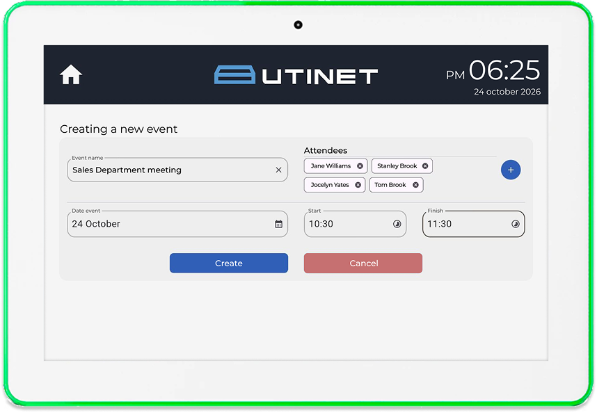 Creating a new event on the UtiClock tablet
